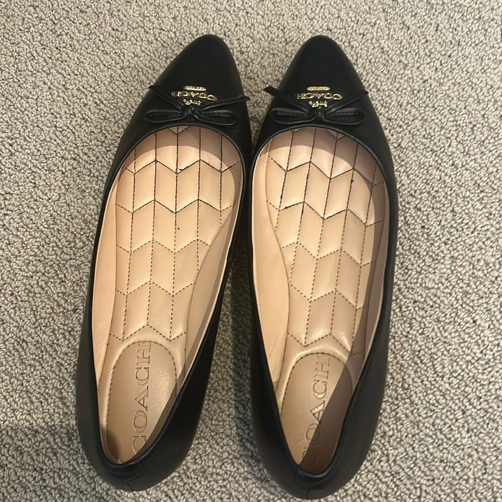 Coach 5.5 pointed toe leather flats